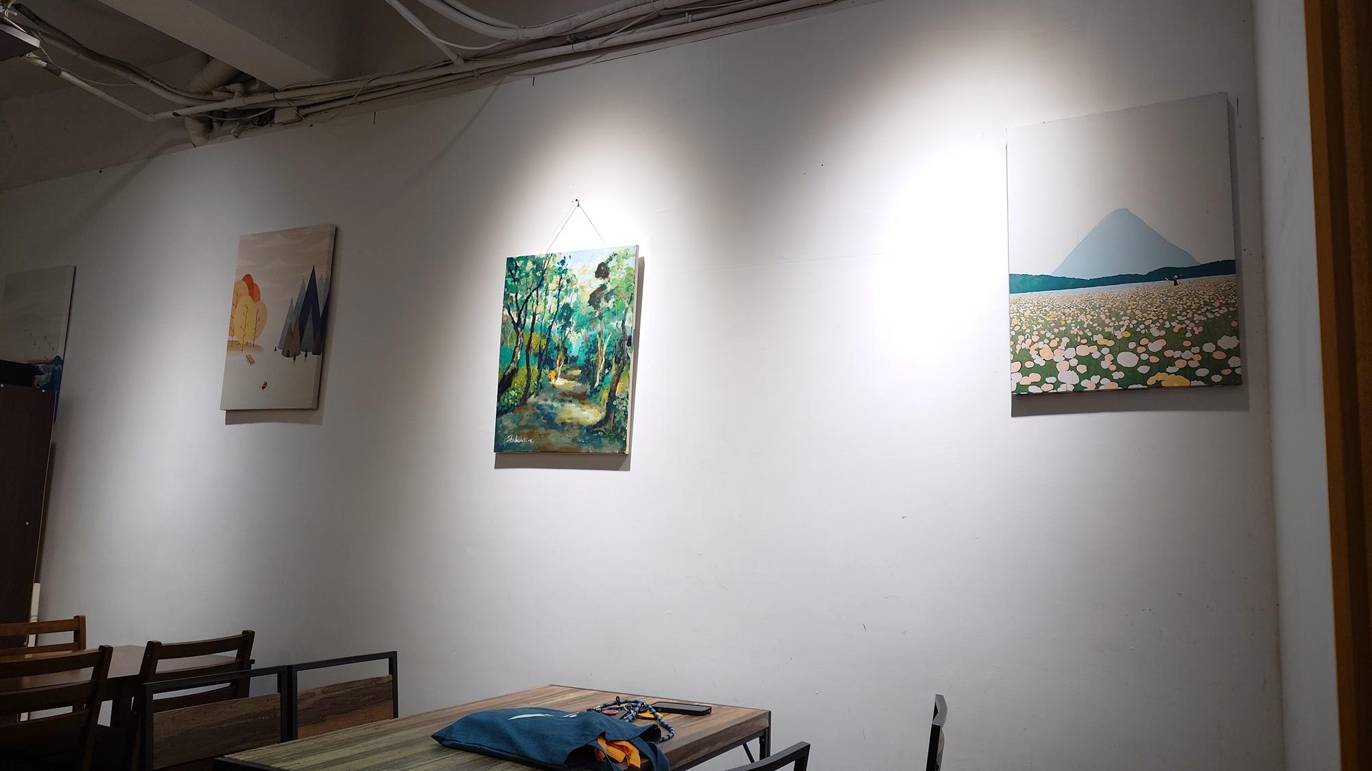 抵家咖啡牆面插畫與風景畫